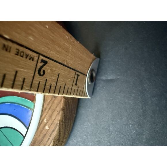 Vintage Fred Roberts & Co Tile Wood Trivet MCM Mod Round Deco 1960s Groovy Retro - Picture 7 of 7